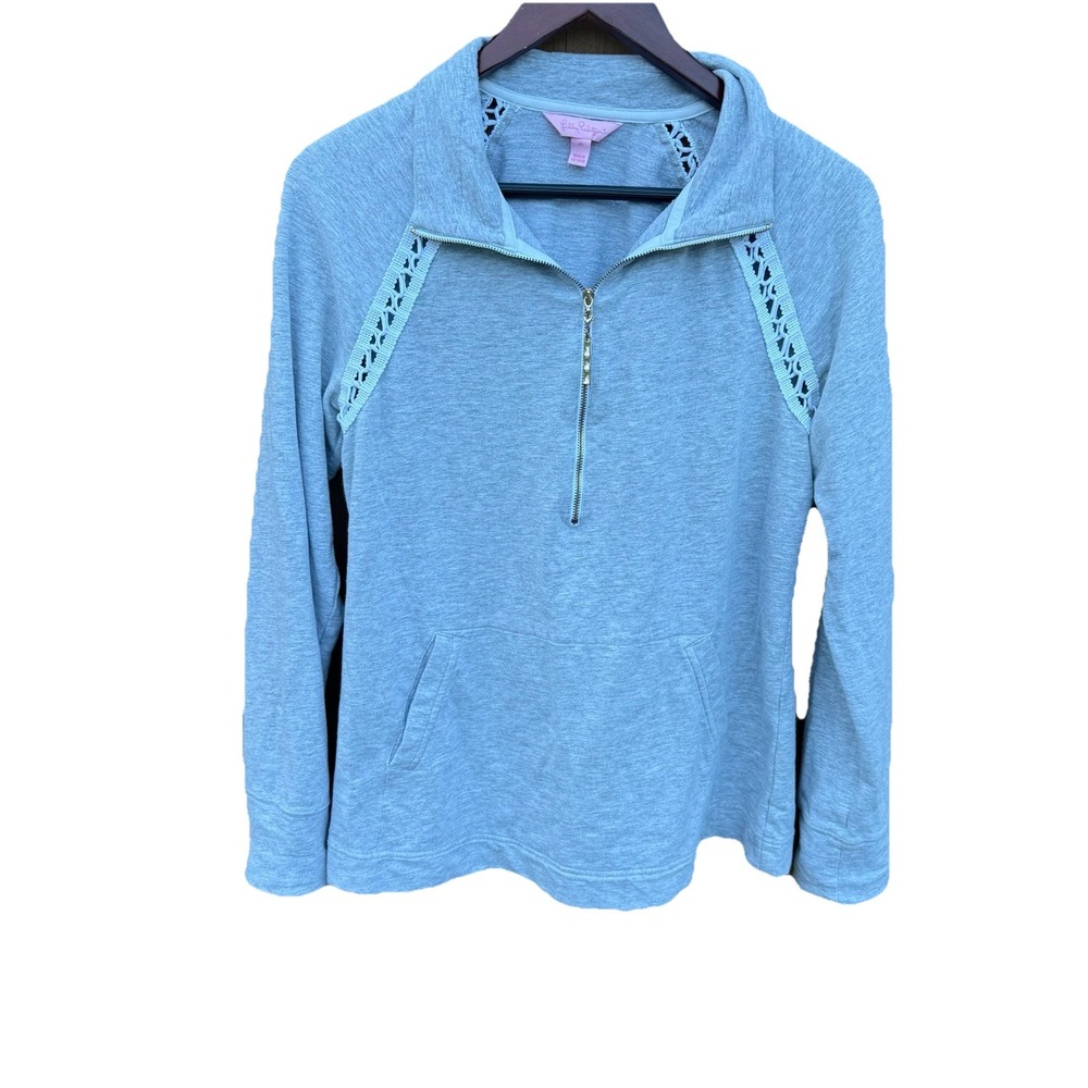 LILLY PULITZER Zip Up Jacket Gray Athletic With‎ Embroidery Medium